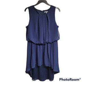 Jessica London Navy Blue High Low Sleeveless Flowy Dress
